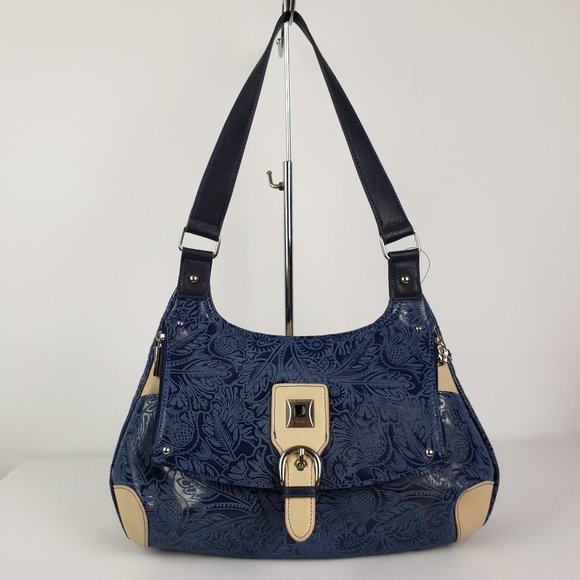 Joanel Blue & Taupe Embossed Purse